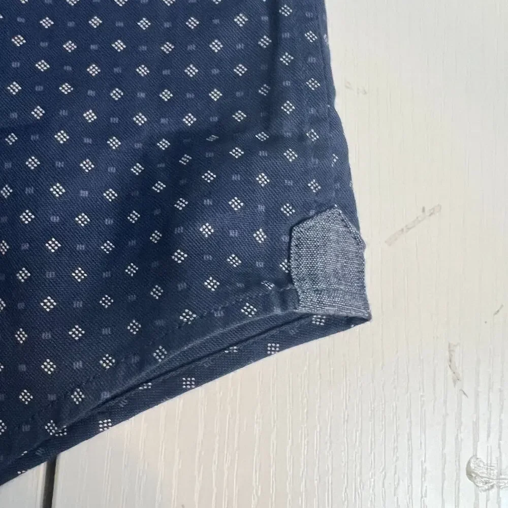 Banana Republic Shirt Men's M Navy Geometric Short Sleeve Slim Fit Button Down